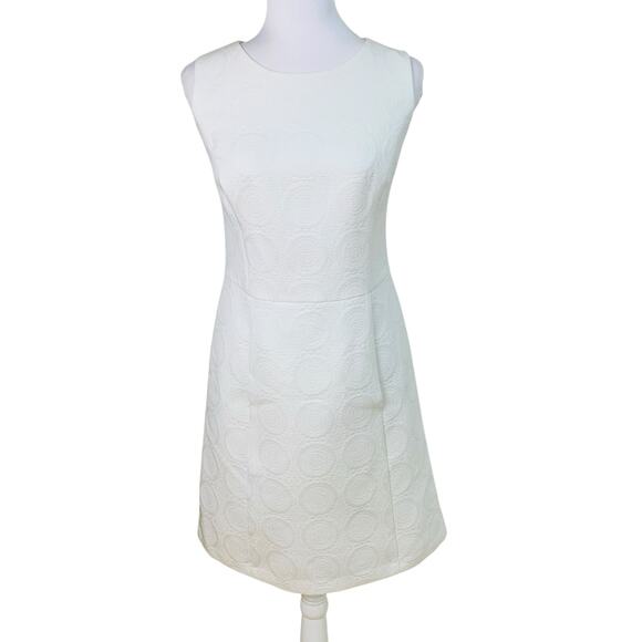 Kasper Sz 12 Sheath Dress Jaquard Textured Sleeveless White Career Event Classic - Picture 1 of 11